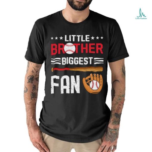Little Brother Biggest Fan Baseball Family Stars T Shirt