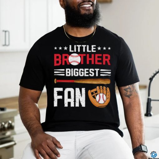 Little Brother Biggest Fan Baseball Family Stars T Shirt