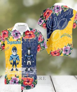 Los Angeles Chargers VS NFL Indianapolis Colts Mascot Luxury 3D Hawaiian Shirt For Summer