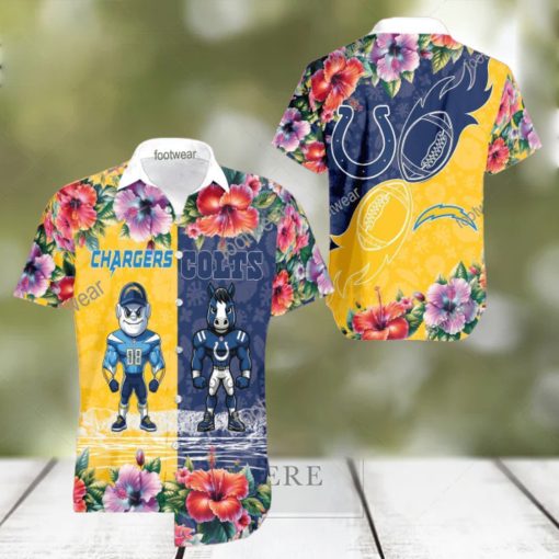 Los Angeles Chargers VS NFL Indianapolis Colts Mascot Luxury 3D Hawaiian Shirt For Summer