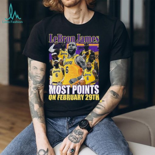 Los Angeles Lakers LeBron James most points on february 29th shirt