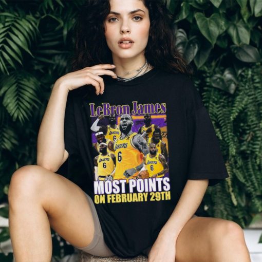 Los Angeles Lakers LeBron James most points on february 29th shirt