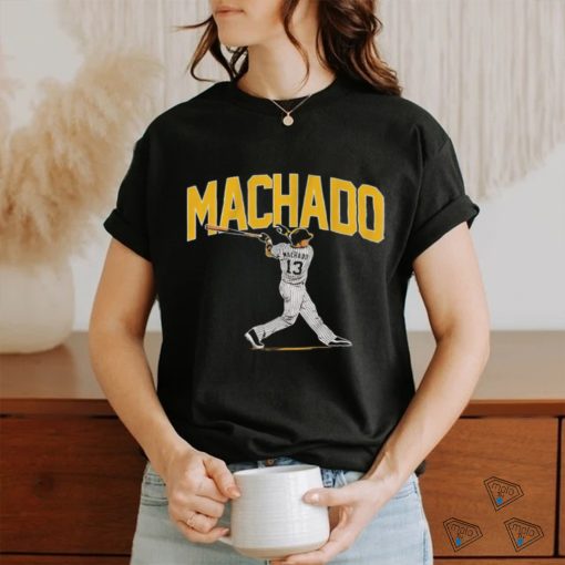 Manny Machado San Diego Padres slugger swing shirt