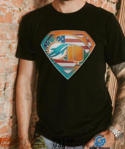 Miami Dolphins And Miami Hurricanes Superman Sports Logo Shirt
