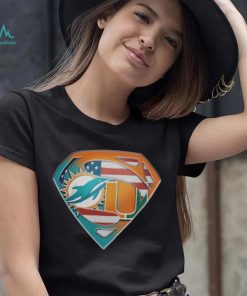 Miami Dolphins And Miami Hurricanes Superman Sports Logo Shirt