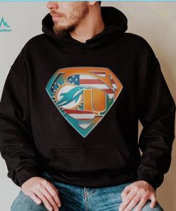 Miami Dolphins And Miami Hurricanes Superman Sports Logo Shirt