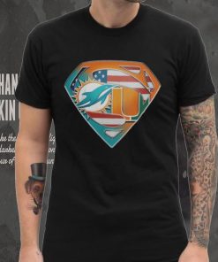 Miami Dolphins And Miami Hurricanes Superman Sports Logo Shirt