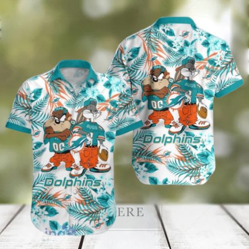 Miami Dolphins Hawaiian Shirt Taz and Bugs For NFL Team