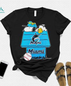 Miami Marlins Snoopy And Woodstock The Peanuts Baseball shirt mens t shirt