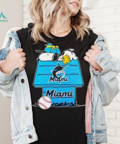 Miami Marlins Snoopy And Woodstock The Peanuts Baseball shirt mens t shirt