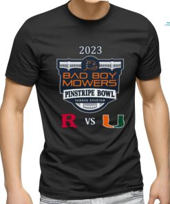Miami Vs. Rutgers Yankee Stadium Bronx, Ny 2023 Bad Boy Mowers Pinstripe Bowl T shirt