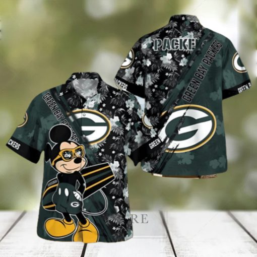 Mickey Mouse Floral Green Bay Packers Hawaiian Shirt