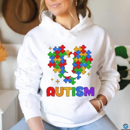 Mouse Autism Heart Puzzle Piece 2nd April Cartoon Autism shirt