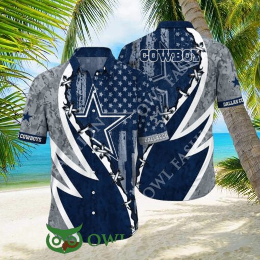 NFL Dallas Cowboys Summer Graphic American Flag Hawaiian Shirt 2024