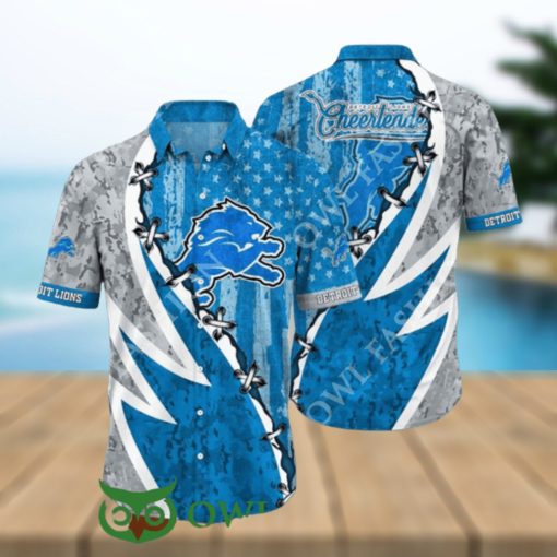 NFL Detroit Lions American Flag 3D Printed Hawaiian Shirt 2024