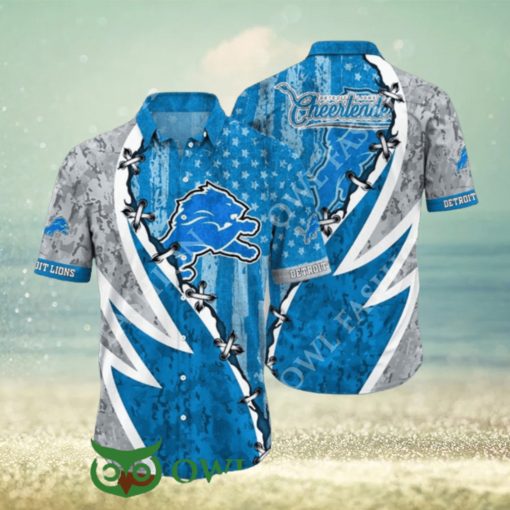 NFL Detroit Lions American Flag 3D Printed Hawaiian Shirt 2024