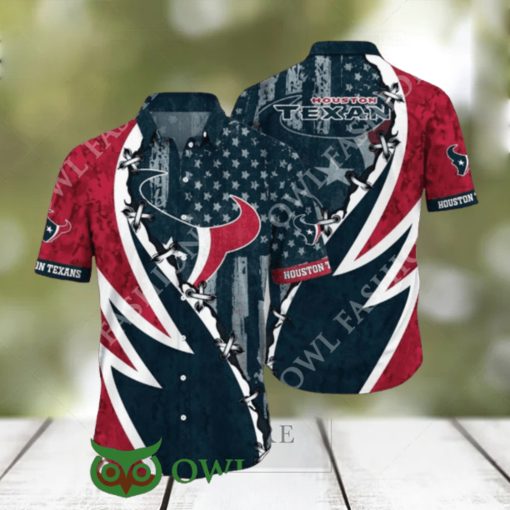 NFL Houston Texans Graphic American Flag Hot Summer Hawaiian Shirt 2024