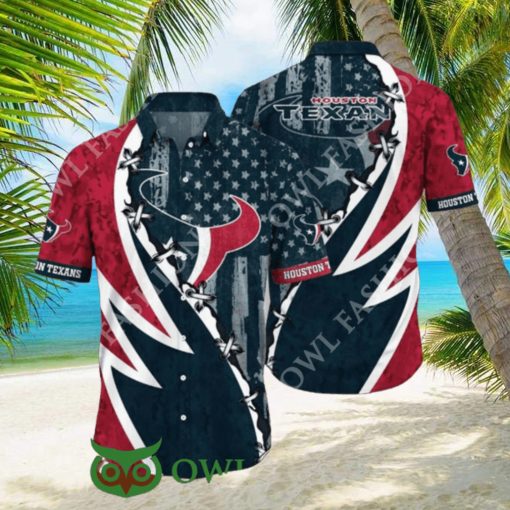 NFL Houston Texans Graphic American Flag Hot Summer Hawaiian Shirt 2024