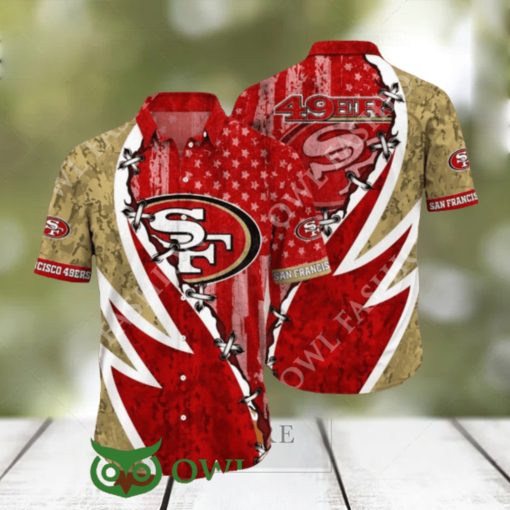 NFL San Francisco 49ers Graphic American Flag Trending Hawaiian Shirt 2024