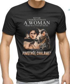 Never Underestimate A Woman Who Is A Fan Of Dune And Love Timothee Chalamet T Shirt