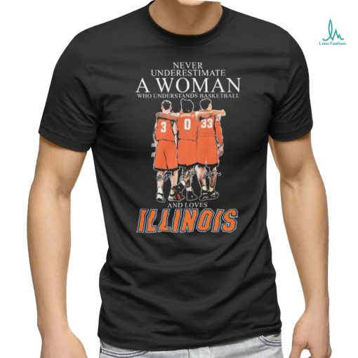 Never Underestimate A Woman Who Understands Basketball And Loves Illinois Fighting Illini Sweet Sixteen Signatures Shirt