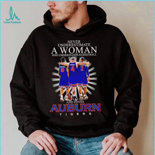 Never underestimate a woman who understands basketball and loves Auburn Tigers 10 4 2 signatures shirt