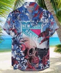 New York Rangers NHL Hawaiian Shirt Tropical Skull Design For Men Women