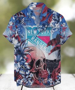 New York Rangers NHL Hawaiian Shirt Tropical Skull Design For Men Women