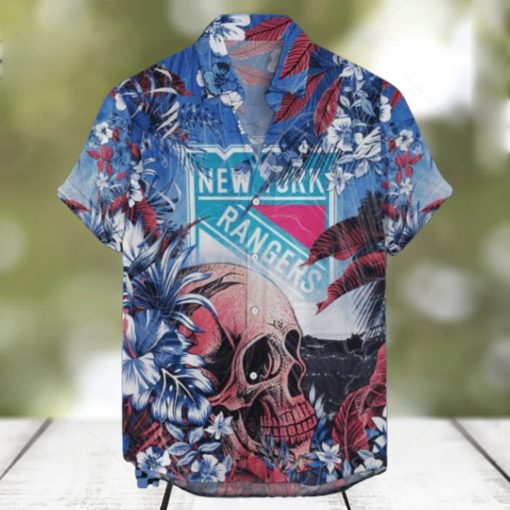 New York Rangers NHL Hawaiian Shirt Tropical Skull Design For Men Women