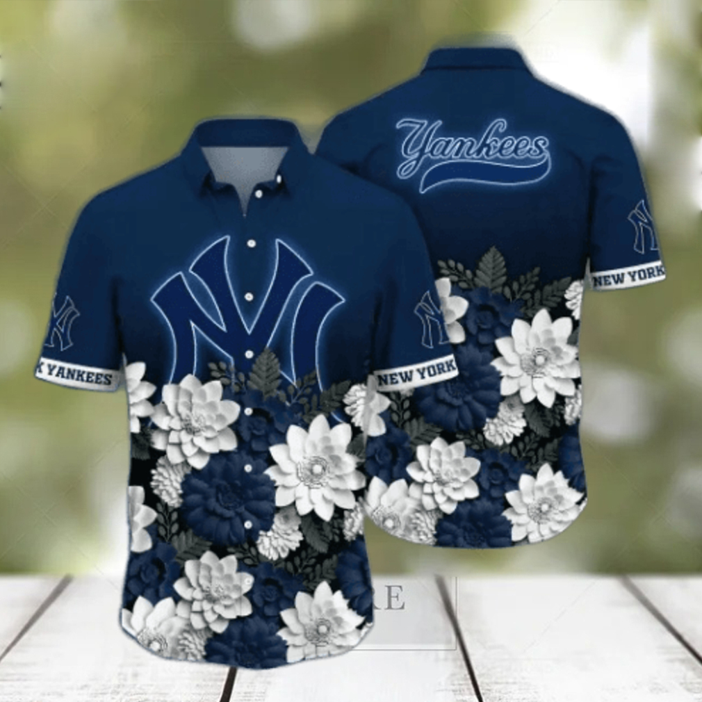 New York Yankees MLB Flower Hawaii Shirt And Tshirt For Fans New York Yankees MLB Flower Hawaii Shirt And Tshirt For Fans