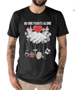 No One Fights Alone Heartbeat Firefighter Symbol shirt