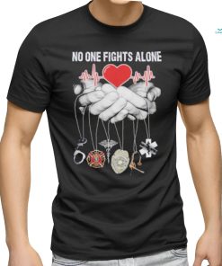 No One Fights Alone Heartbeat Firefighter Symbol shirt