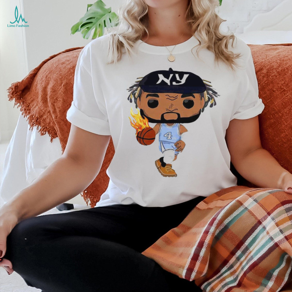 North Carolina Tar Heels RJ Davis 4 fire dribble cartoon shirt North Carolina Tar Heels RJ Davis 4 fire dribble cartoon shirt
