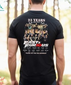 Official 23 years 2001 2024 fast and furious thank you for the memories T shirt