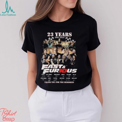 Official 23 years 2001 2024 fast and furious thank you for the memories T shirt
