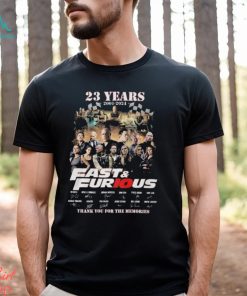 Official 23 years 2001 2024 fast and furious thank you for the memories T shirt