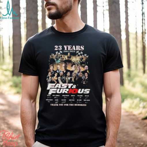 Official 23 years 2001 2024 fast and furious thank you for the memories T shirt