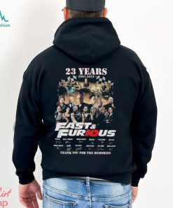 Official 23 years 2001 2024 fast and furious thank you for the memories T shirt