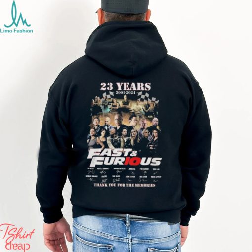 Official 23 years 2001 2024 fast and furious thank you for the memories T shirt