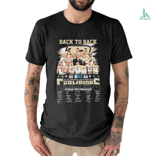 Official Back To Back 2024 Big Ten Conference Men’s Basketball Champions Purdue Boilermakers Signatures Shirt