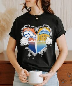 Official Blood Inside Heart Denver Broncos And Denver Nuggets T Shirt