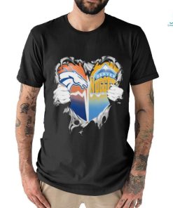 Official Blood Inside Heart Denver Broncos And Denver Nuggets T Shirt