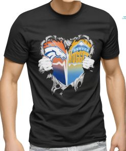 Official Blood Inside Heart Denver Broncos And Denver Nuggets T Shirt