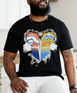 Official Blood Inside Heart Denver Broncos And Denver Nuggets T Shirt