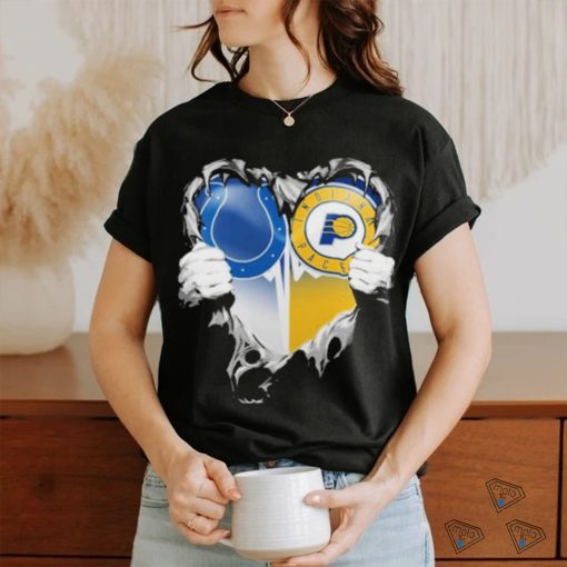 Official Blood Inside Heart Indianapolis Colts And Indiana Pacers T Shirt