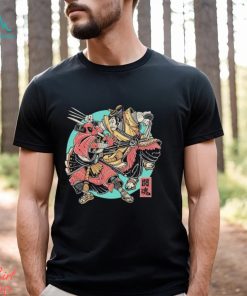 Official Fighting Spirit Samurai Deadpool & Wolverine T shirt