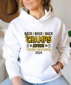 Official Iowa Basketball Back To Back To Back Big Ten Women’s Basketball Tournament Champs T Shirt, hoodie, sweater, long sleeve and tank top Official Iowa Basketball Back To Back To Back Big Ten Women’s Basketball Tournament Champs T Shirt