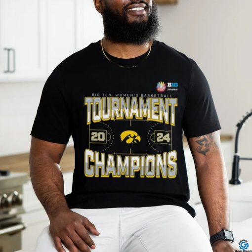 Official Iowa Hawkeyes 2024 Big Ten Women’s Basketball Conference Tournament Champions Three Pointer T Shirt