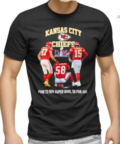 Official Kansas City Chiefs Kelce Thomas and Mahomes time to win Super Bowl 58 For #58 shirt