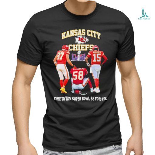 Official Kansas City Chiefs Kelce Thomas and Mahomes time to win Super Bowl 58 For #58 shirt